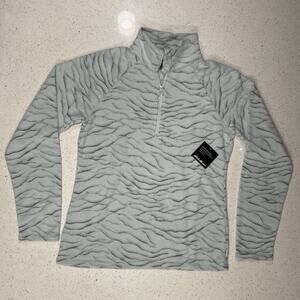 Eddie Bauer Women’s XS Quest Fleece 1/4 Zip Mint Green Striped Print Jacket